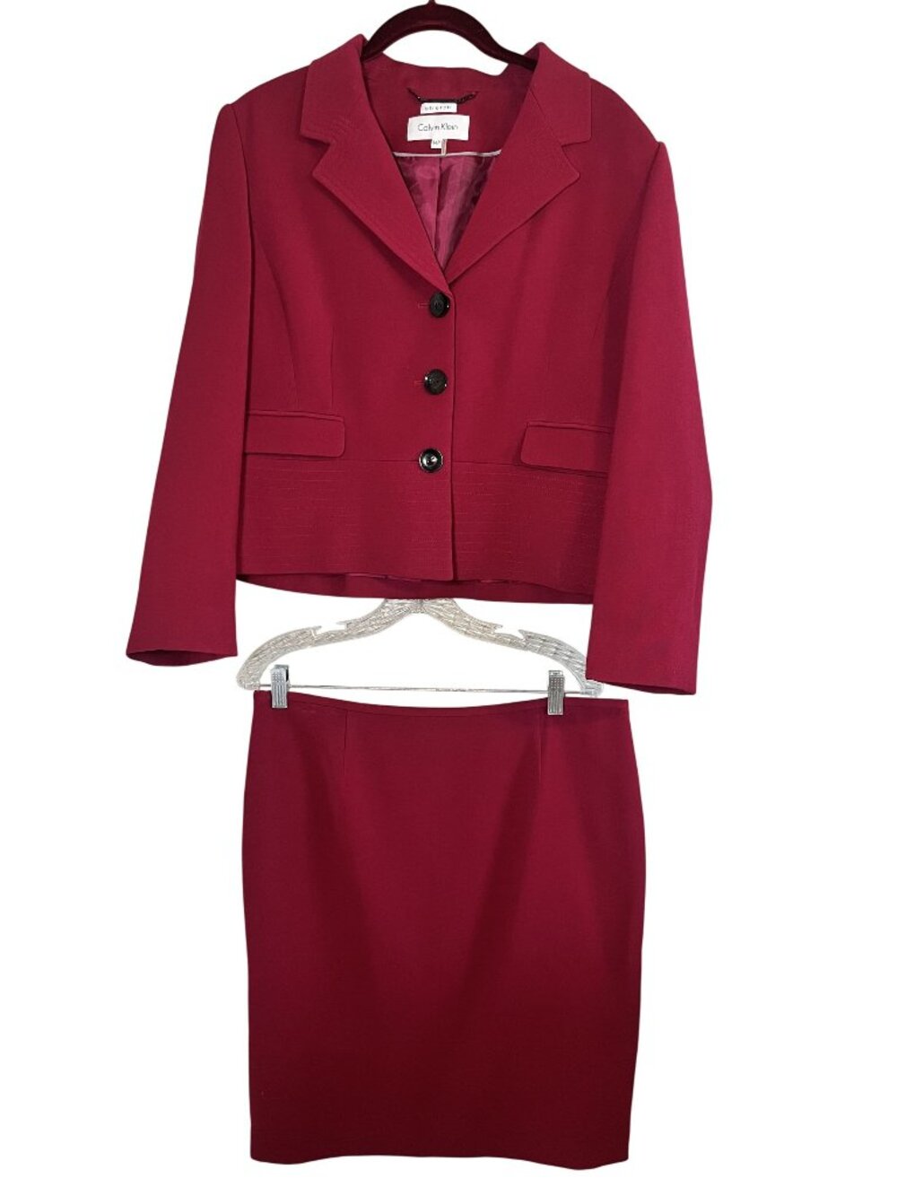 Calvin Klein Retro Suit Set 14P Red Mod Secretary Resort Preppy Classic Chic